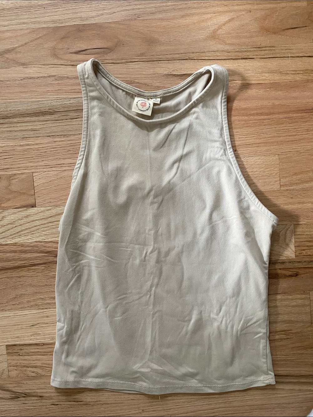 Women's High-Neck Ribbed Tank Top in Cream